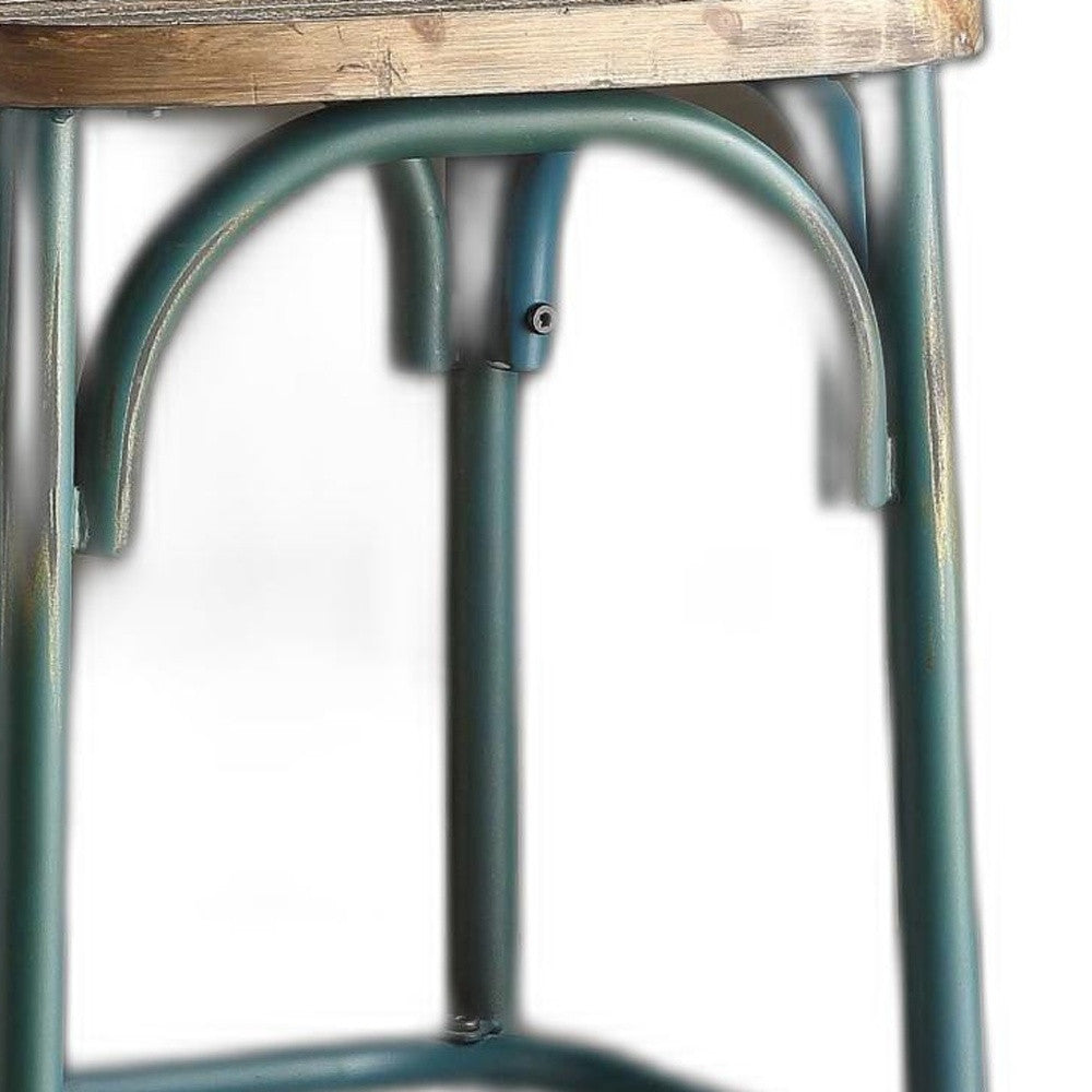 21 Brown And Turquoise Iron Bar Chair