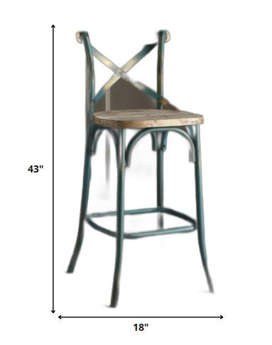 21 Brown And Turquoise Iron Bar Chair