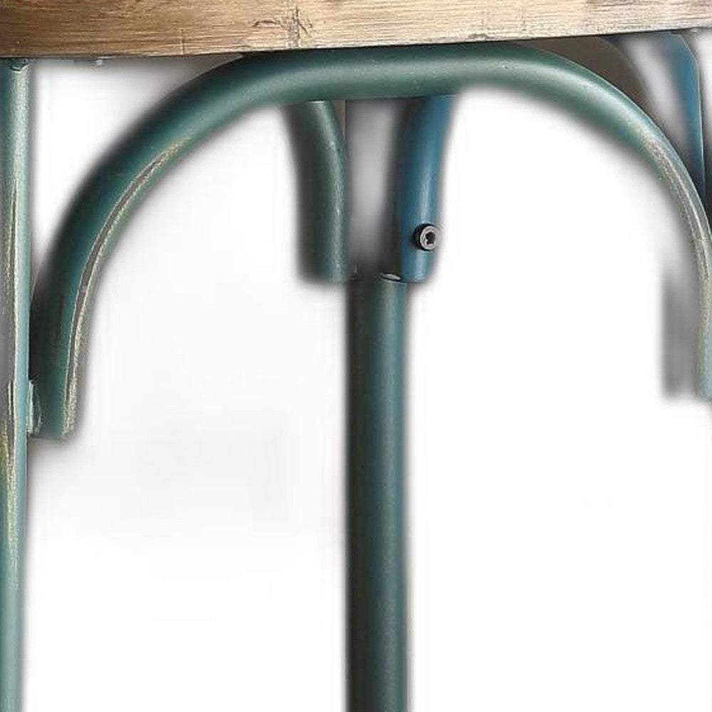 21 Brown And Turquoise Iron Bar Chair