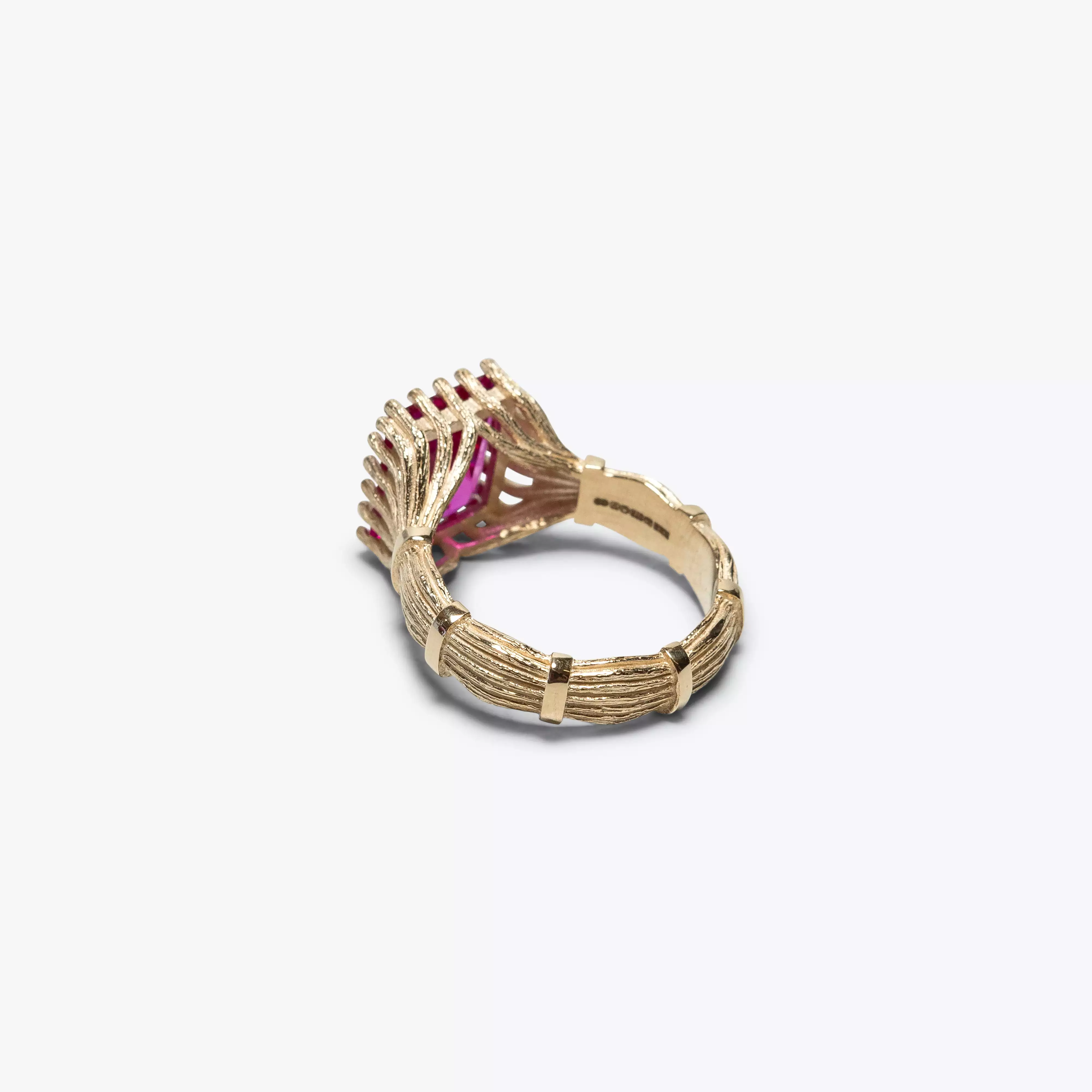 Baguette Cut Bound Willow Ring - 9K Gold/Pink Sapphire