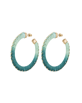 Bako Raffia Hoop Earrings (Turquoise Multi)