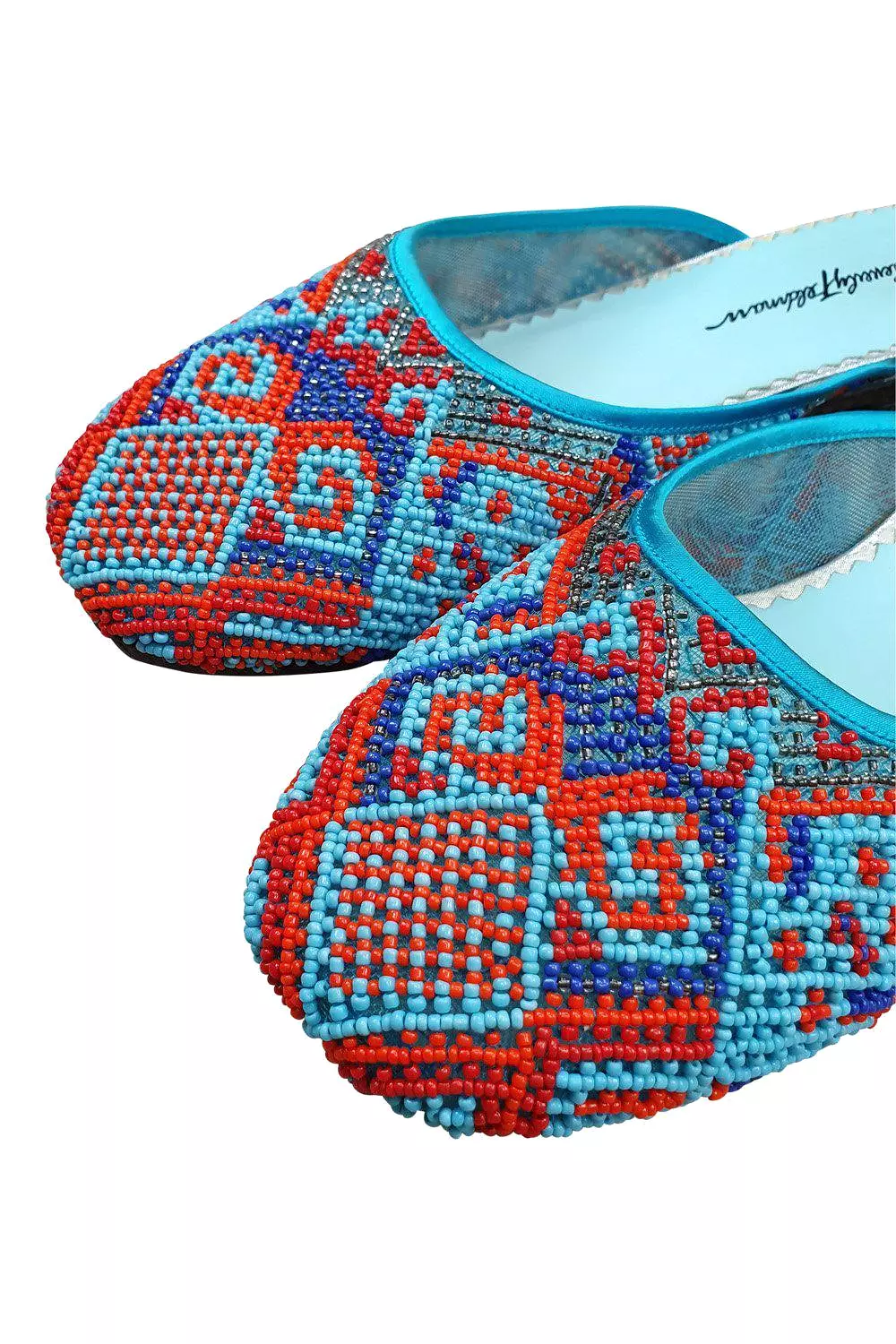 BEVERLEY FELDMAN Frankie & Baby 'On The Road To China' Blue Beaded Flats (10 B)