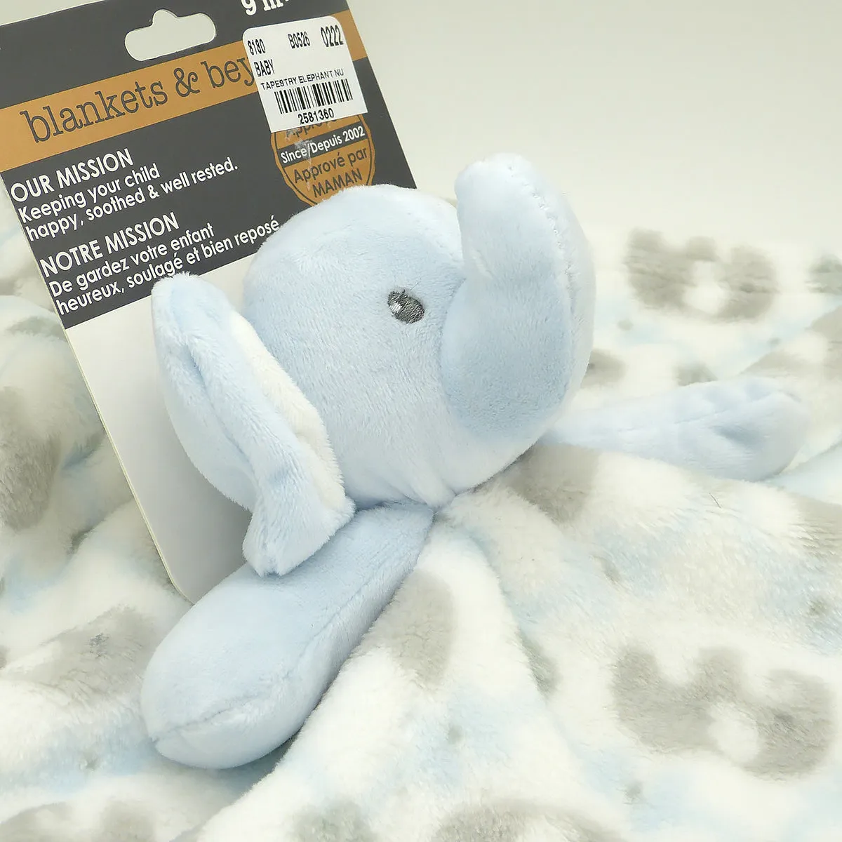 Blankets and Beyond Soft Blue Elephant NUNU Baby Security Blanket