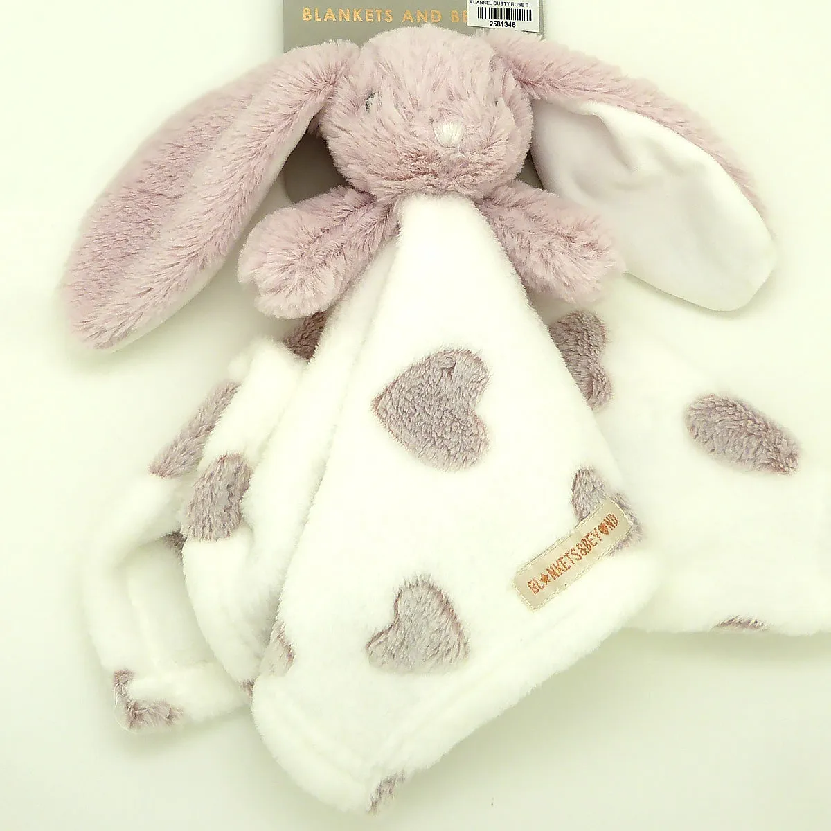 Blankets and Beyond Soft Pink Rose Bunny NUNU with Hearts Baby Security Blanket