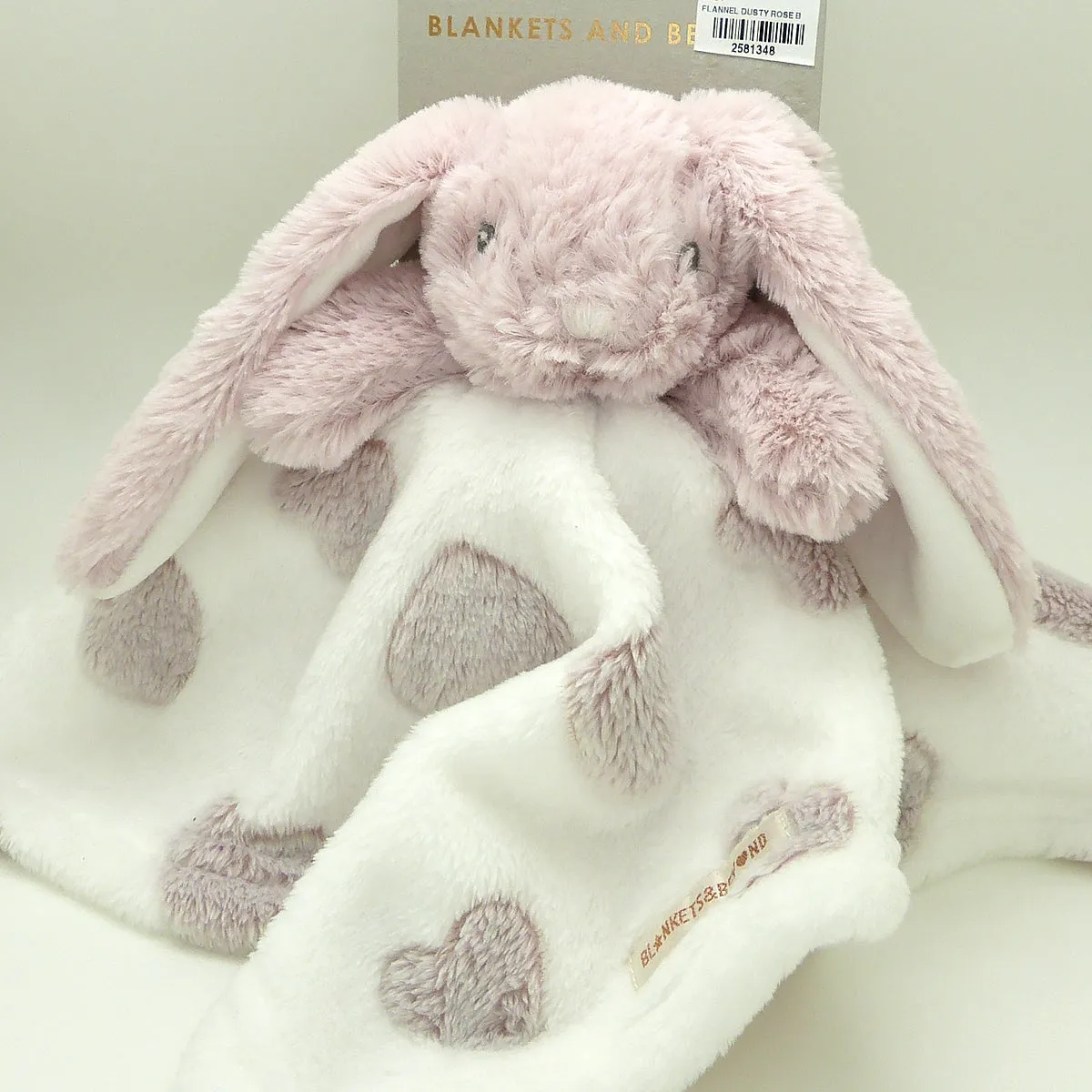 Blankets and Beyond Soft Pink Rose Bunny NUNU with Hearts Baby Security Blanket