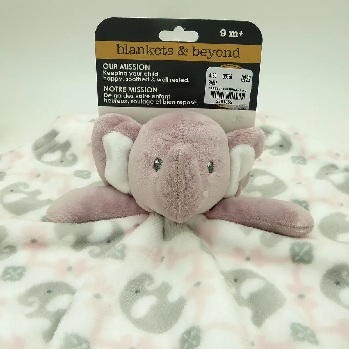 Blankets and Beyond Soft Pink Rose Elephant NUNU Baby Security Blanket