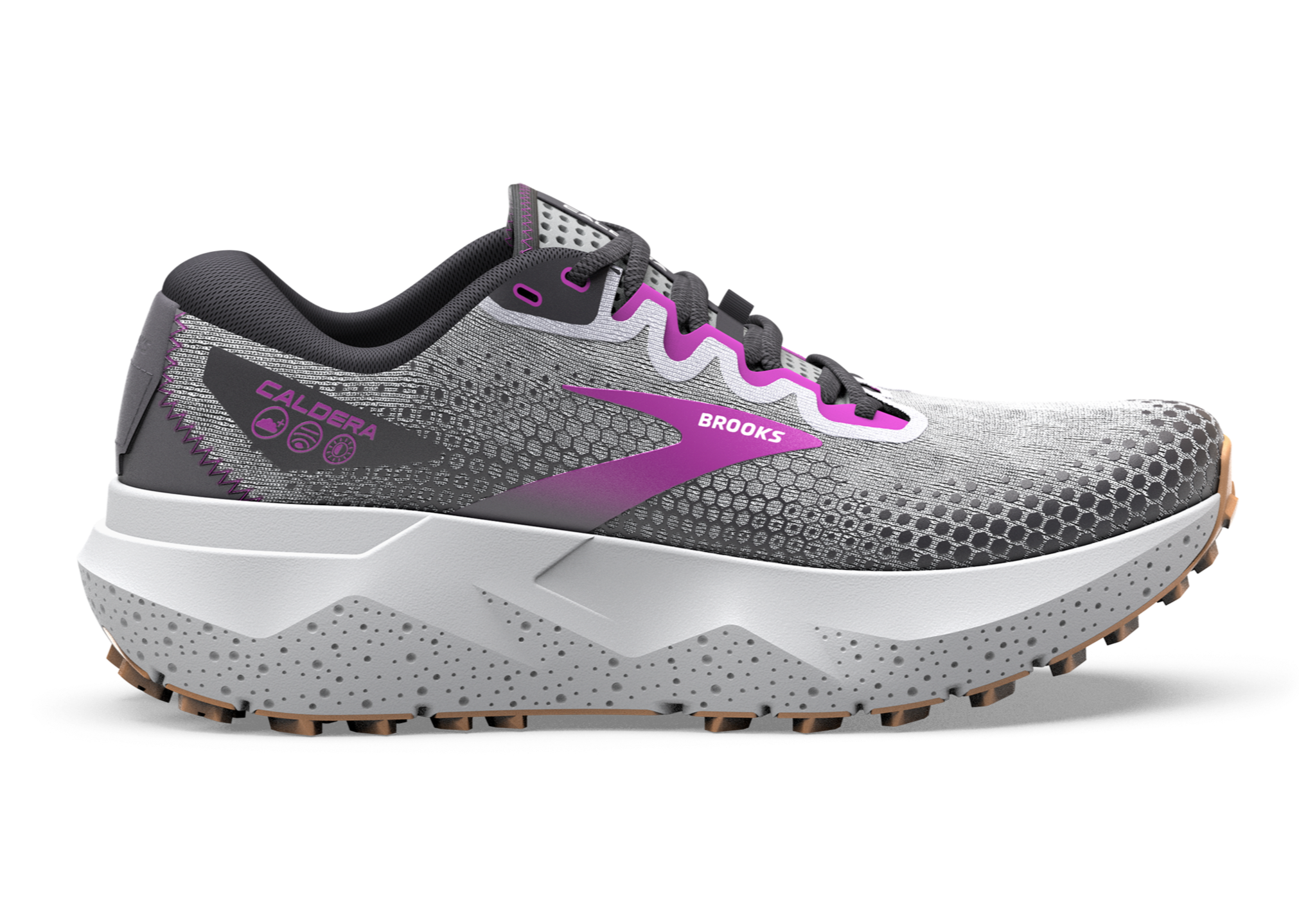 Brooks Caldera 6 (B Width) - Oyster/Blackened Pearl/Purple (Womens)