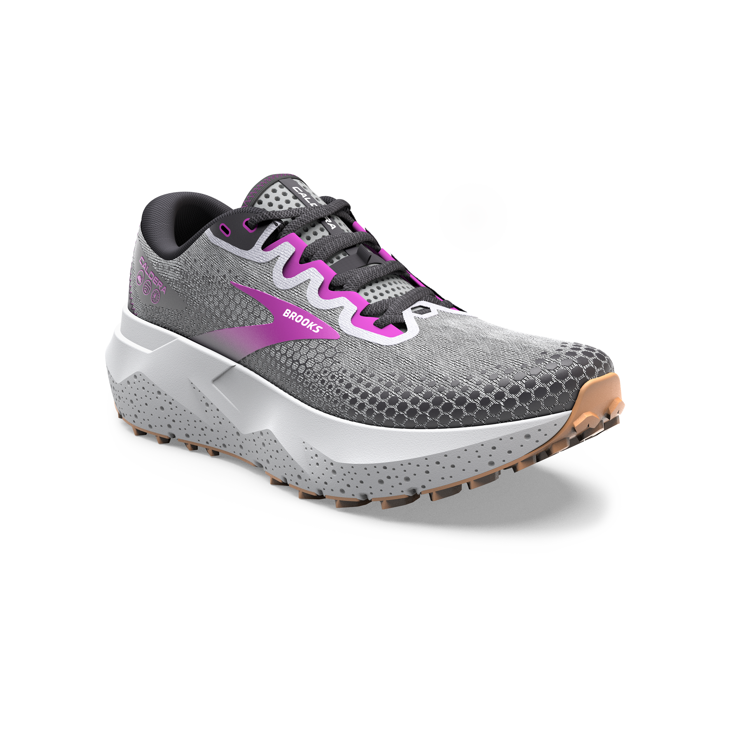 Brooks Caldera 6 (B Width) - Oyster/Blackened Pearl/Purple (Womens)