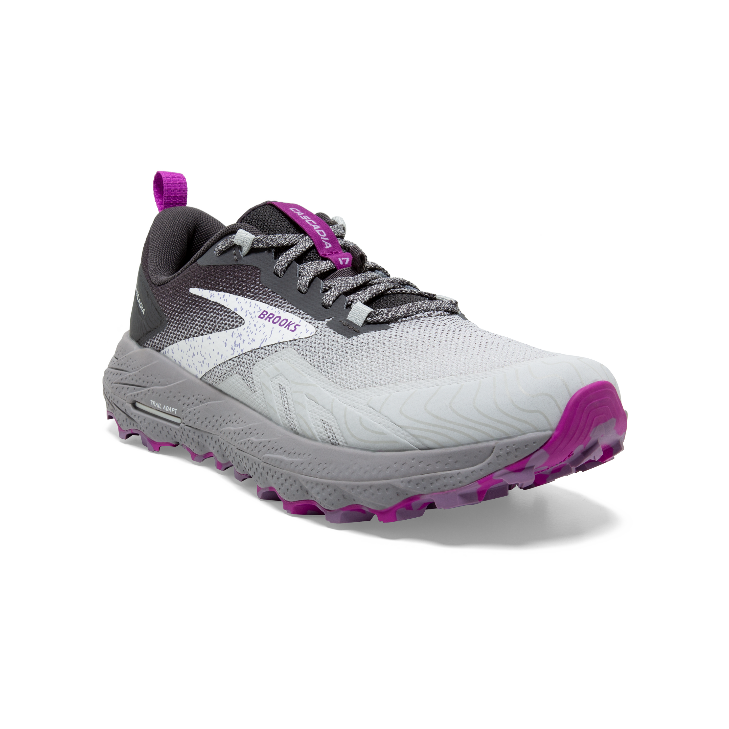 Brooks Cascadia 17 (D Width) - Oyster/Blackened Pearl/Purple (Womens)