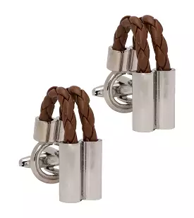 Brown Leather Cufflink