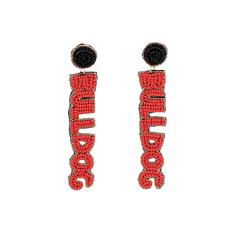 Bulldogs Beaded Earrings