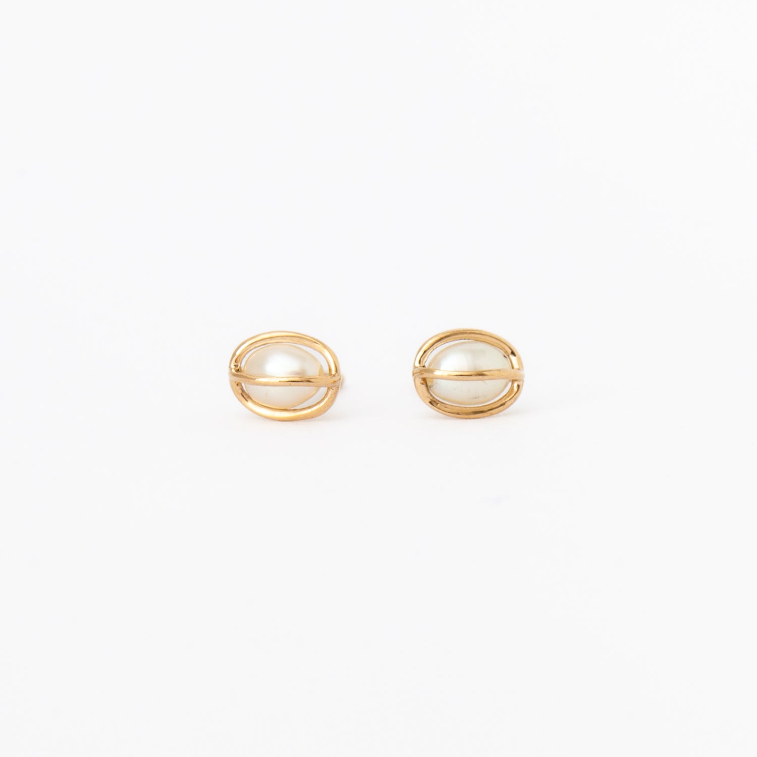 Caged Pearl Studs