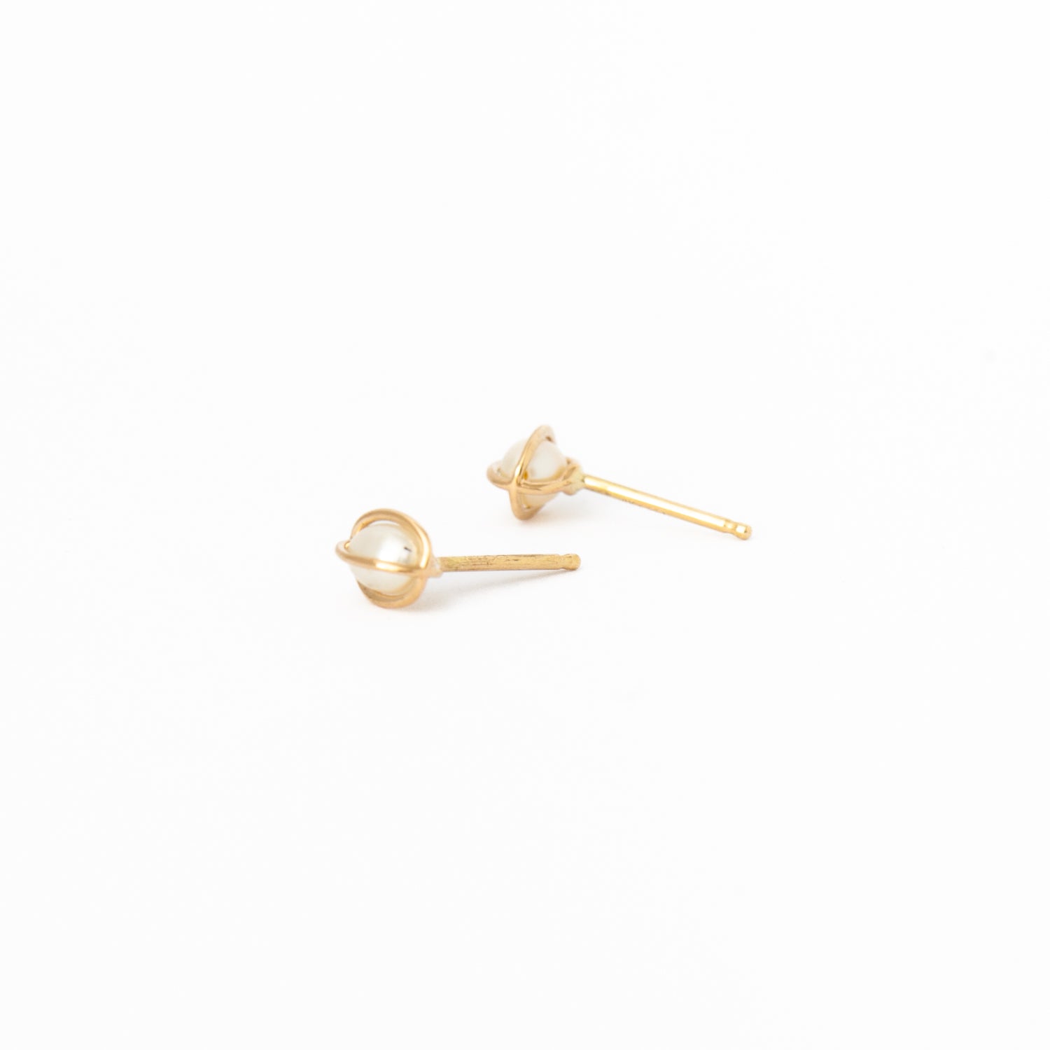 Caged Pearl Studs