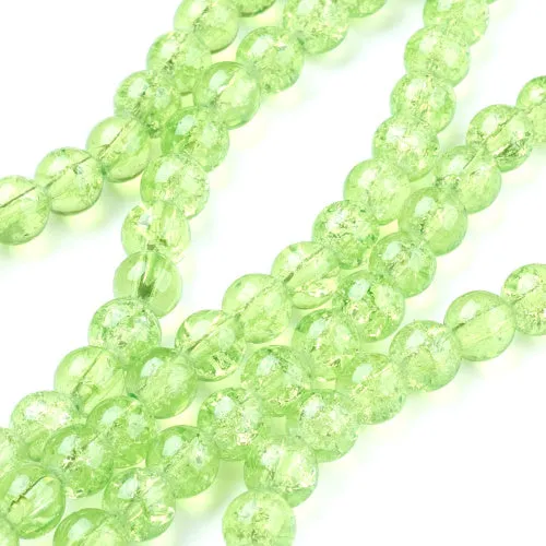 Crackle Glass Beads, Round, Pale Green, 6mm