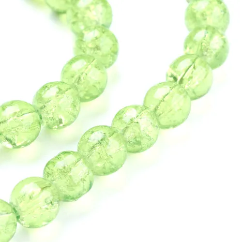 Crackle Glass Beads, Round, Pale Green, 6mm