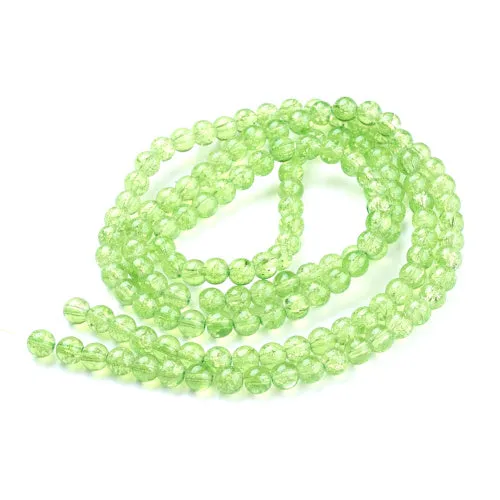 Crackle Glass Beads, Round, Pale Green, 6mm