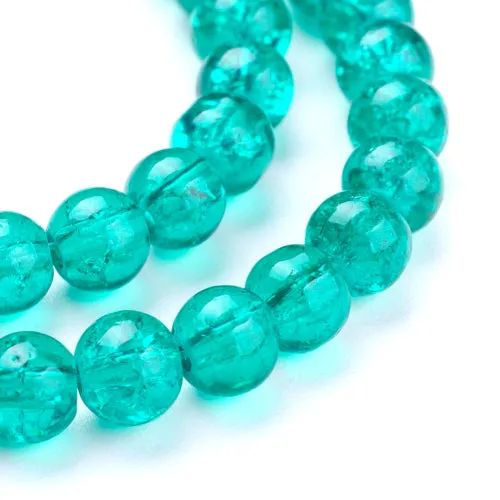 Crackle Glass Beads, Round, Sea Green, 6mm