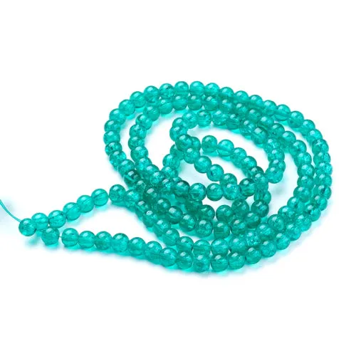 Crackle Glass Beads, Round, Sea Green, 6mm