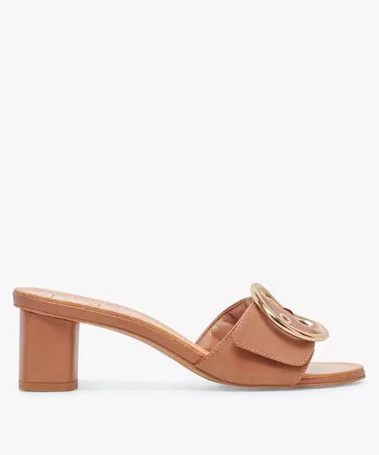 Dolce Vita Laika Block Heel Buckle Slides - Cider Leather