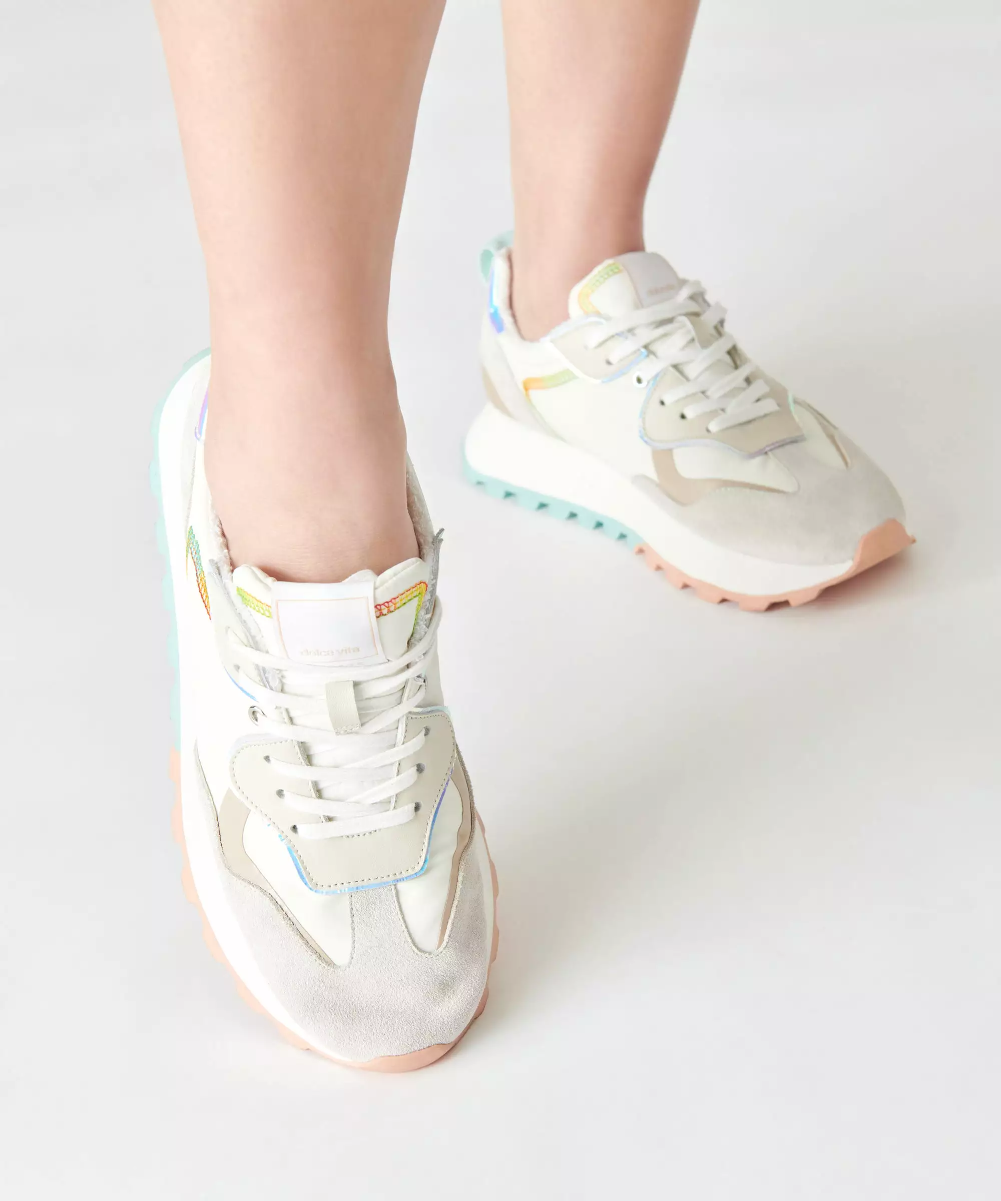 DOLCE VITA x GREATS REUBIN PRIDE SNEAKERS WHITE MULTI SUEDE