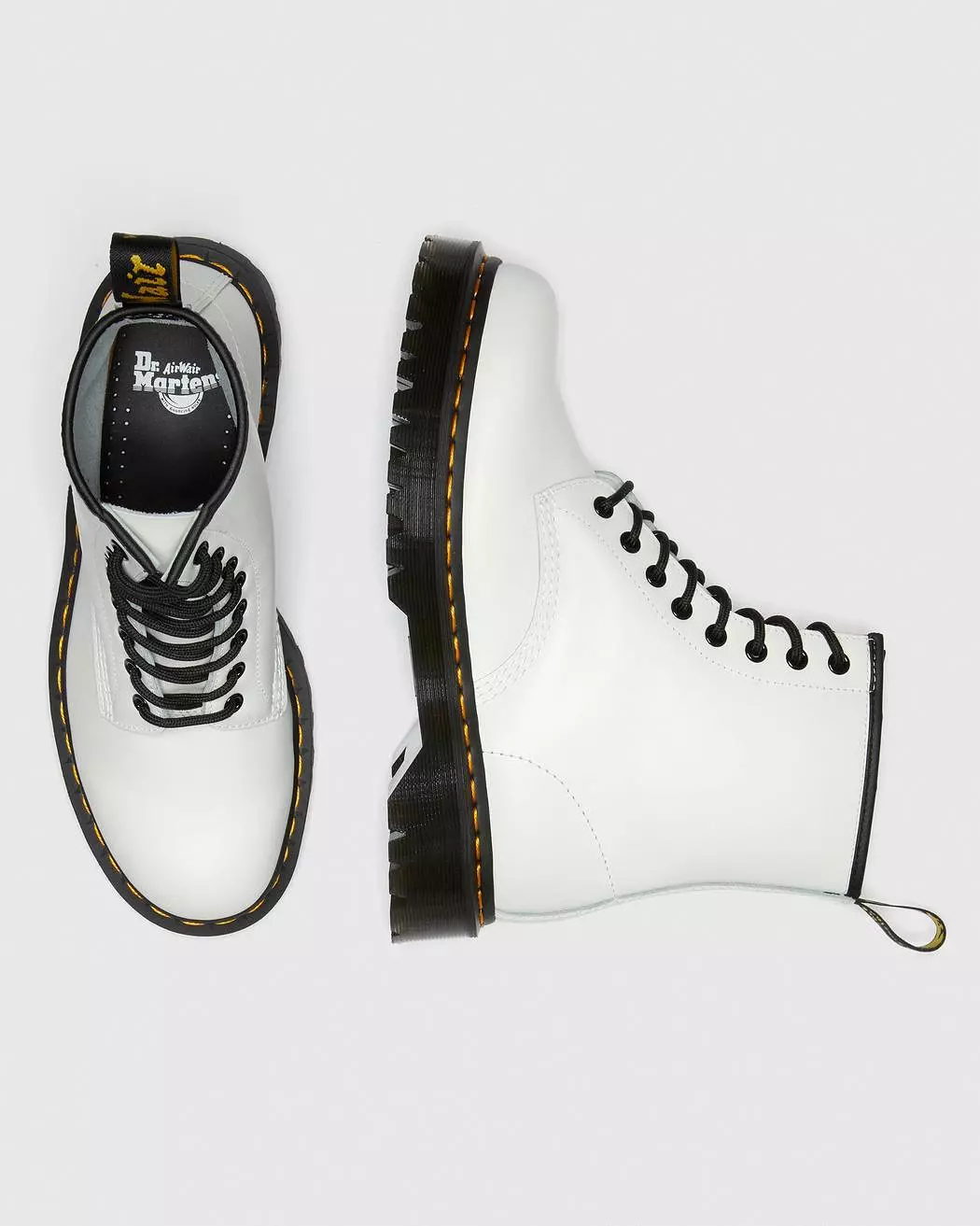 Dr Martens - 1460 Bex White Smooth Leather Platform Boots