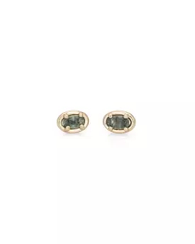 Ellipse Single Stud in Green Sapphire