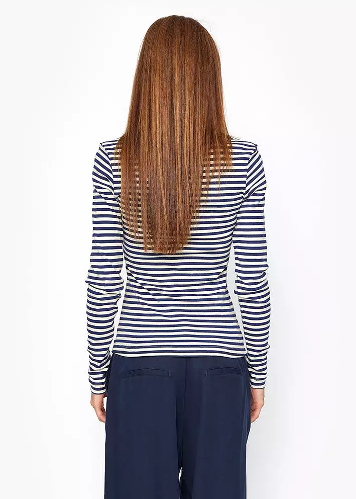 Esmé Studios Blossom Stripe LS T-shirt - Dark Sapphire