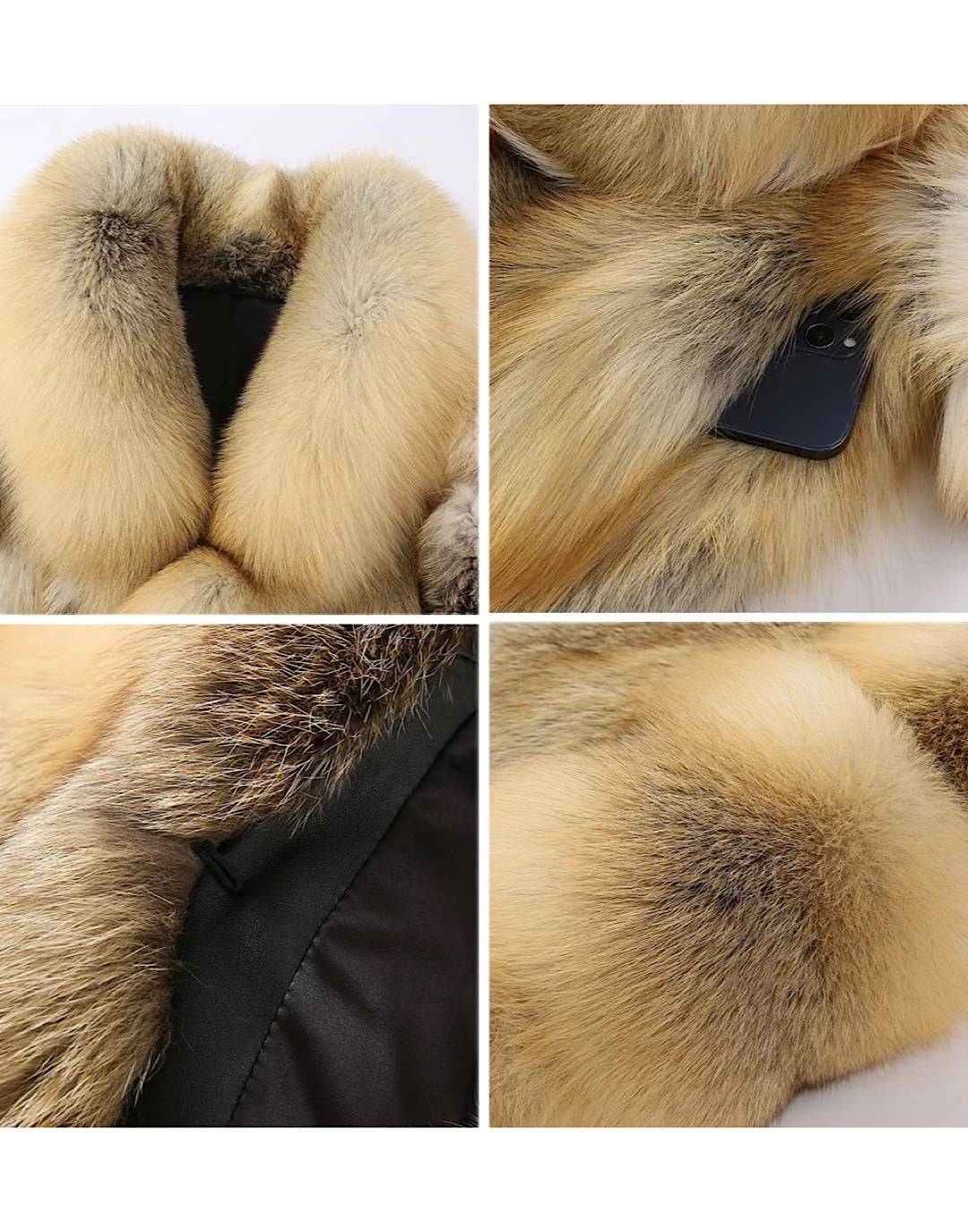 Fox Fur Cropped Turn Down Collar Coat