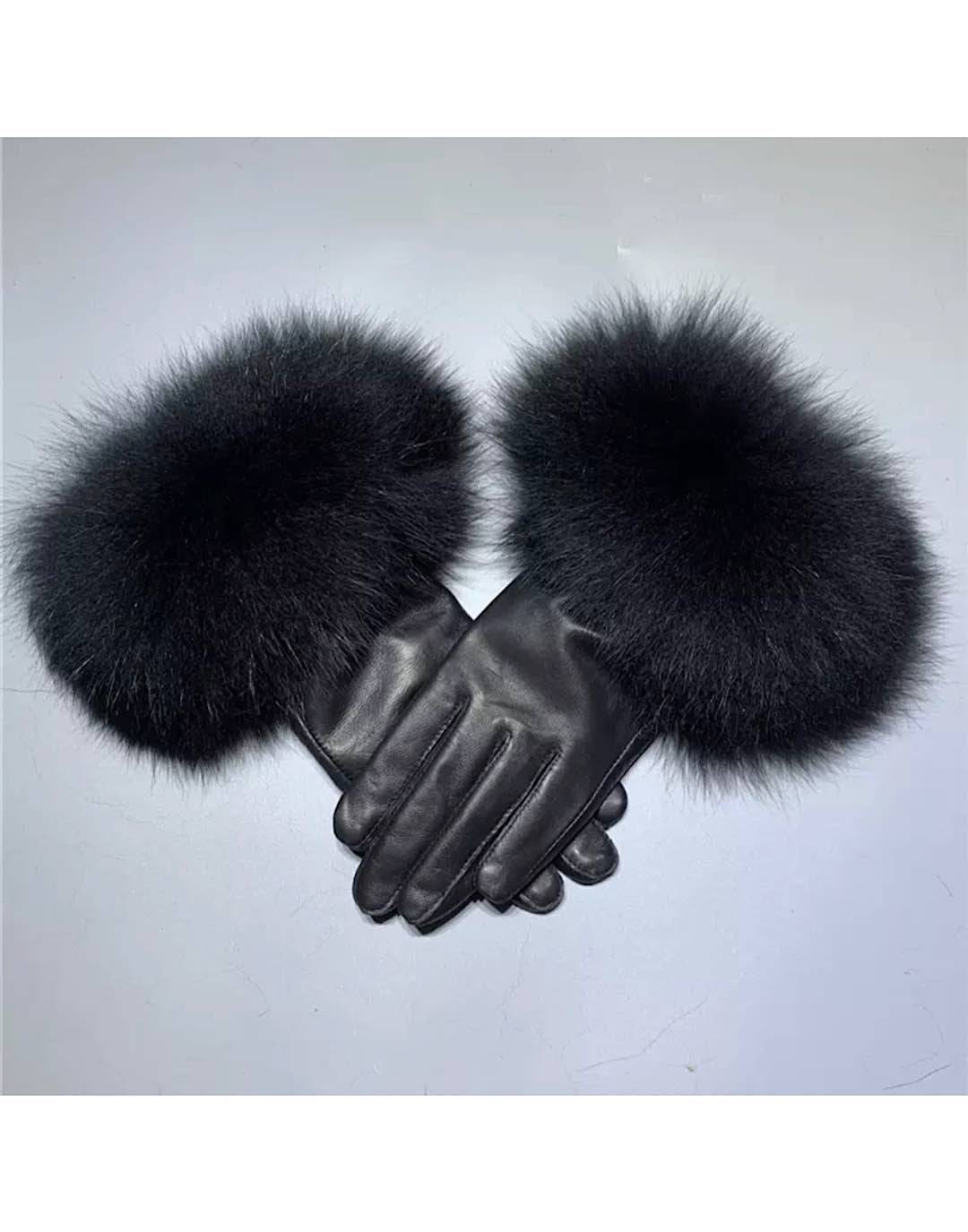 Fox Fur Sheepskin Genuine Leather Gloves