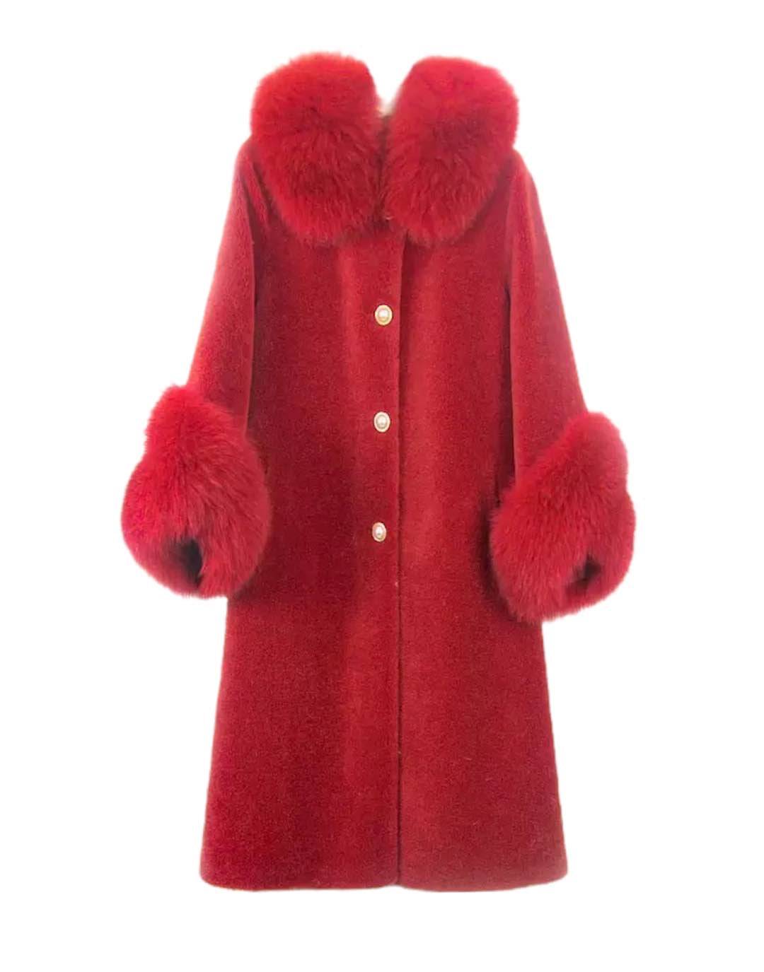 Fox Fur Trimmed Wool Coat