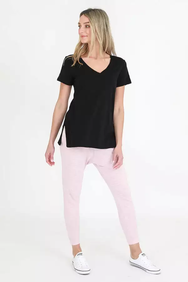 Frankie V Neck Tee - Black