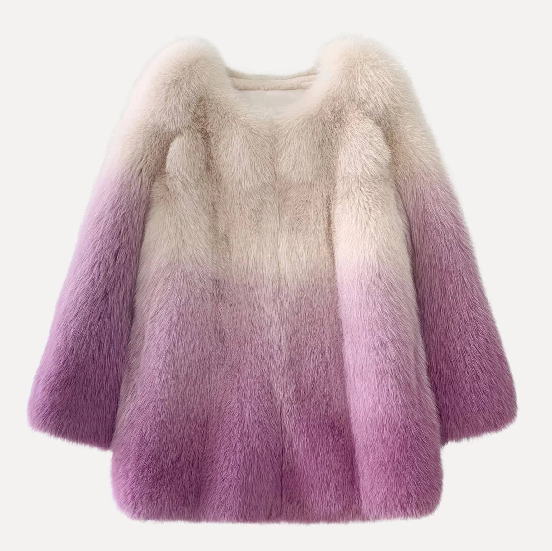 Genuine Fox Fur Ombre Dyed Coat