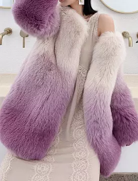 Genuine Fox Fur Ombre Dyed Coat