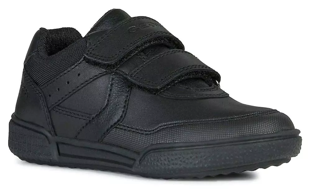 Geox Arzach Black Leather Velcro Sneakers