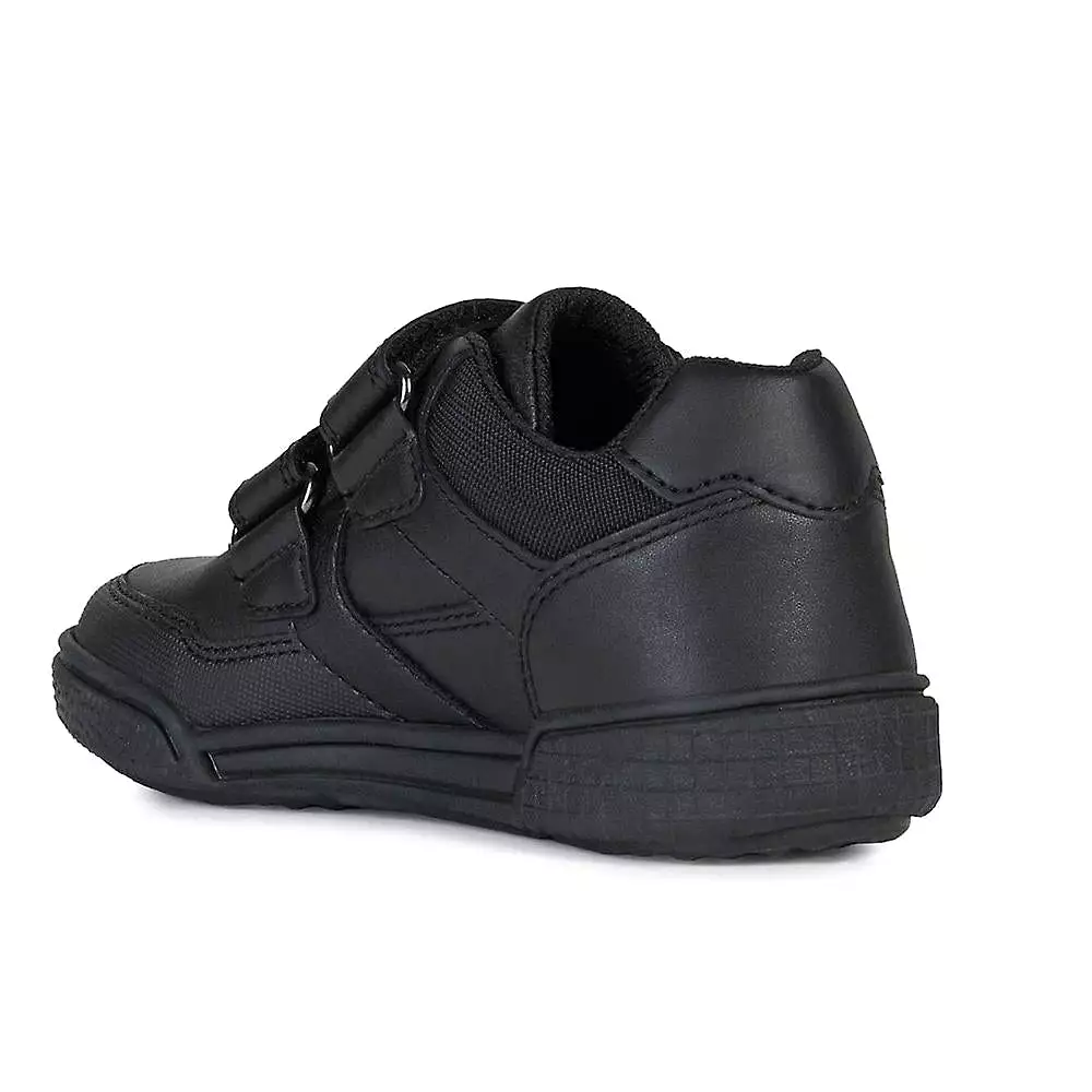 Geox Arzach Black Leather Velcro Sneakers