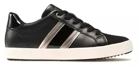 Geox Blomiee Black Leather Silver Side Sneakers