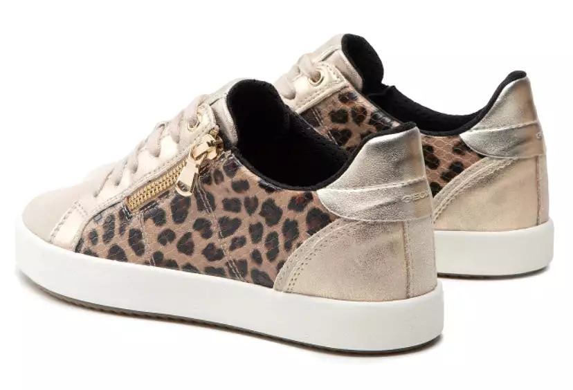 Geox Blomiee Camel Taupe Side Zipper Sneakers