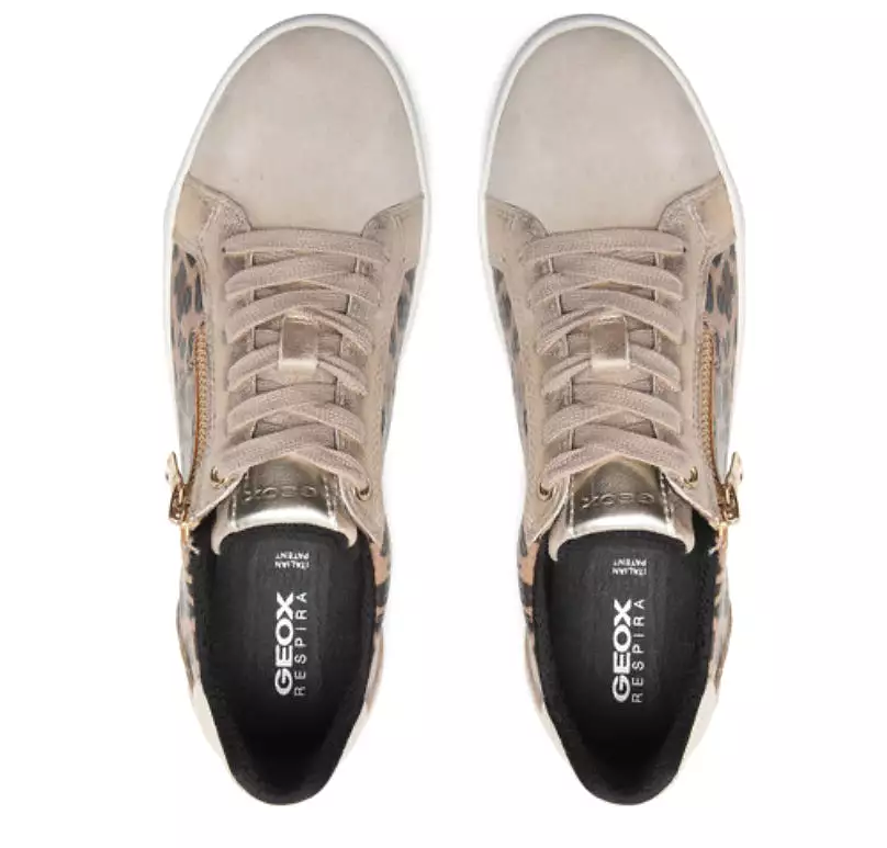 Geox Blomiee Camel Taupe Side Zipper Sneakers