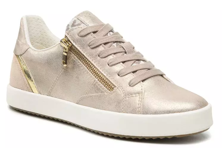 Geox Blomiee Light Gold Side Zipper Sneakers