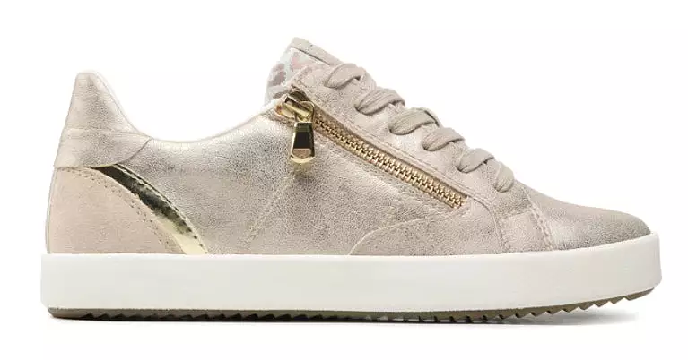 Geox Blomiee Light Gold Side Zipper Sneakers