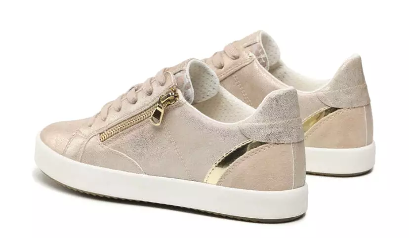 Geox Blomiee Light Gold Side Zipper Sneakers