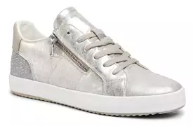 Geox Blomiee Silver Glitter Side Zipper Sneakers