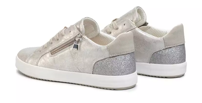 Geox Blomiee Silver Glitter Side Zipper Sneakers