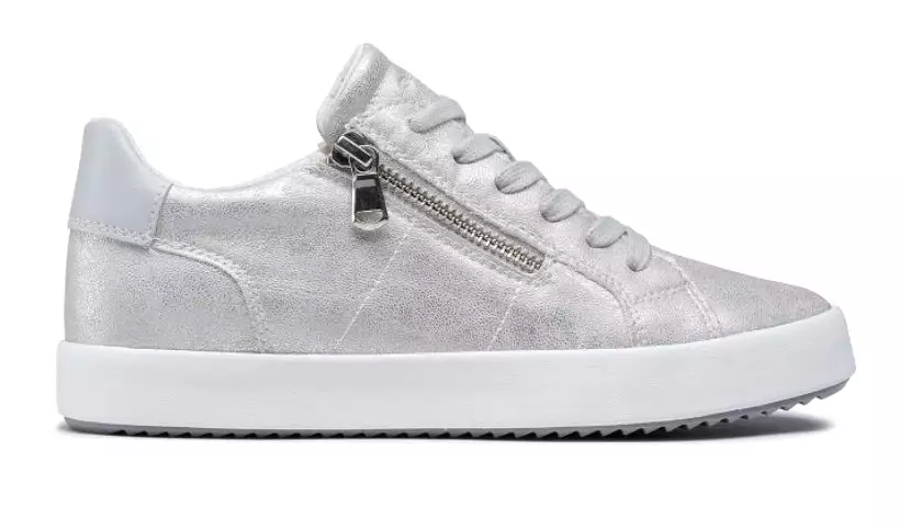 Geox Blomiee Silver Grey Side Zipper Sneakers