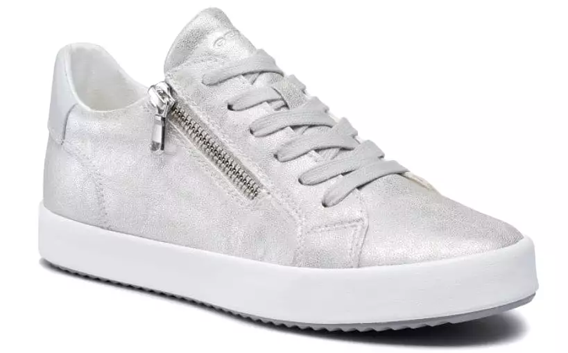 Geox Blomiee Silver Grey Side Zipper Sneakers