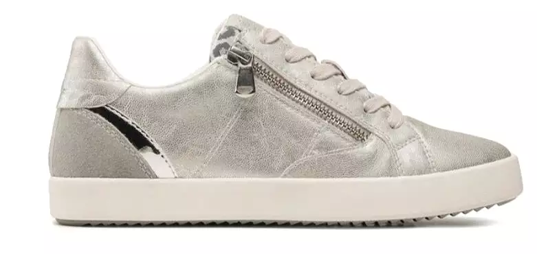 Geox Blomiee Silver Light Grey Side Zipper Sneakers