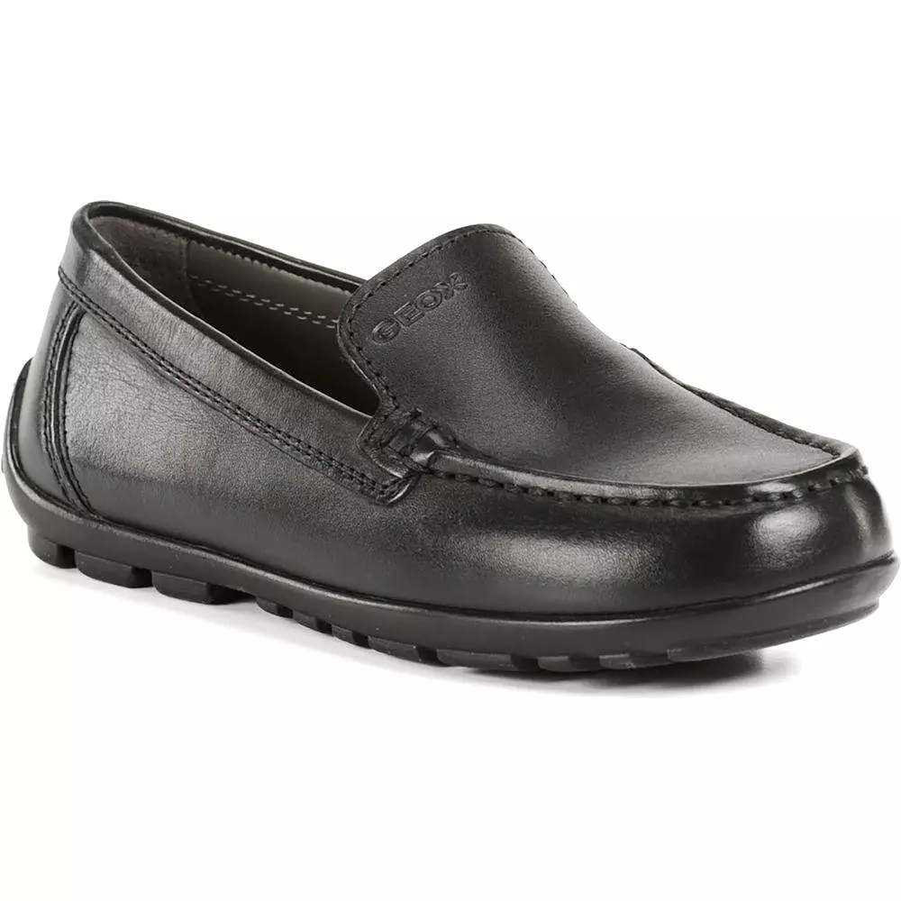 Geox Boy's JFast NEW Black Leather Loafer (Sizes 31-34)