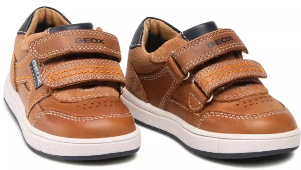 Geox Caramel Navy Double Velcro Sneakers