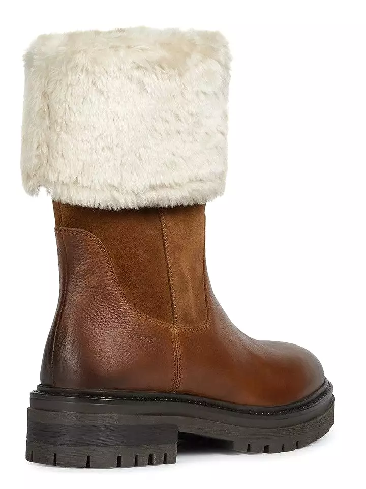 Geox D Iridea M Womens Leather Fur Lined Boot