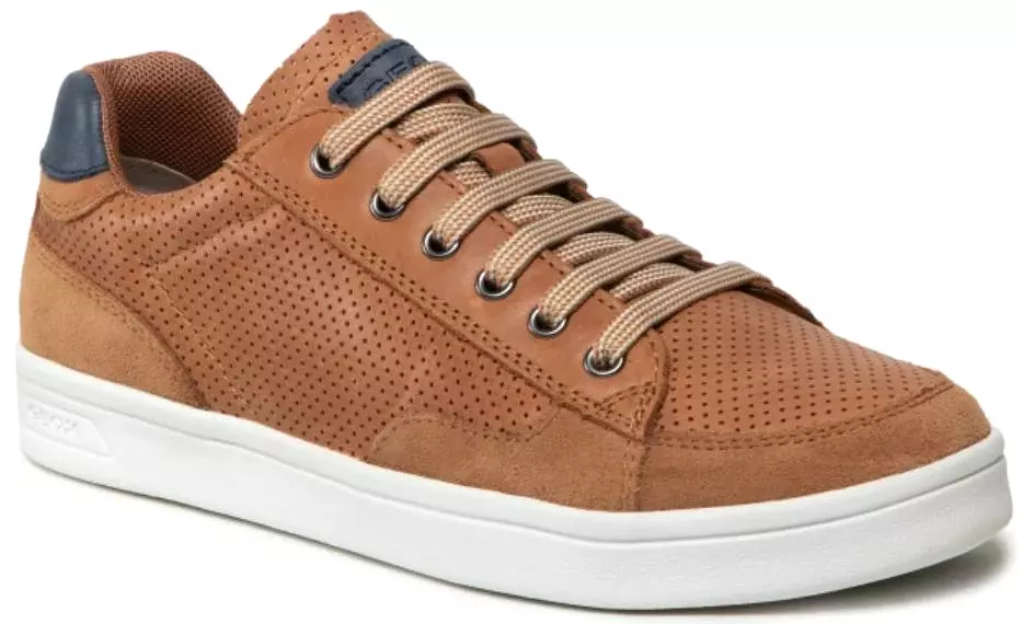 Geox DJ Rock Cognac Navy Lace Design Zipper Sneakers